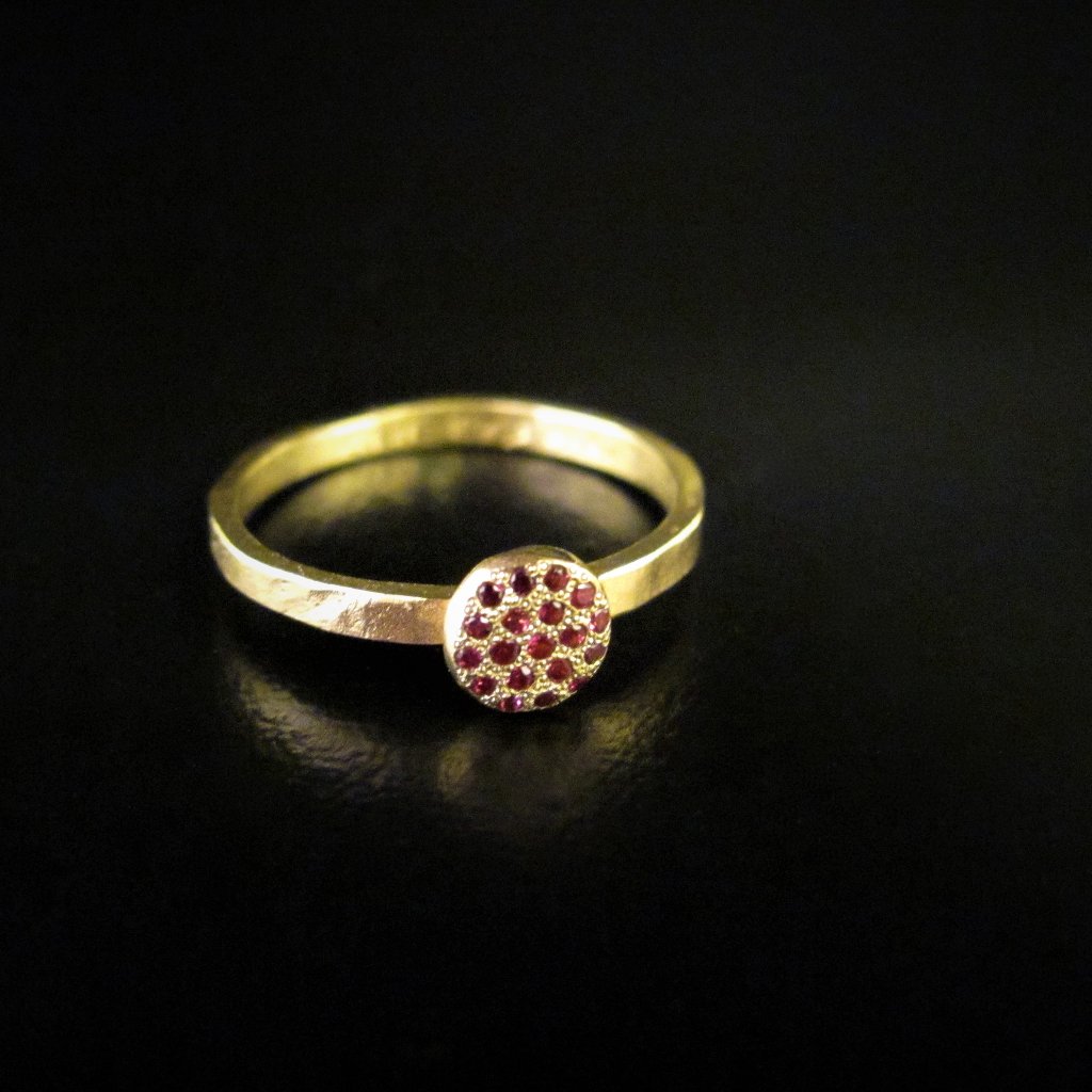 Ruby Ring. 14k Solid Yellow Gold Ring With 19 Ruby. Unique Handmade Ring.